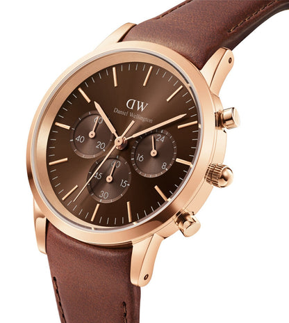 Iconic Men Brown Round Dial Analog Watch - DW00100640K