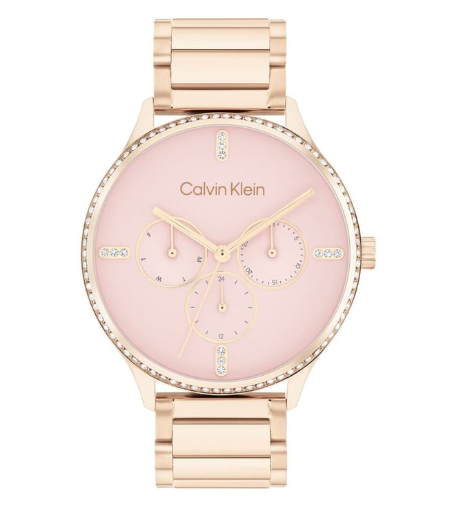 Ck Dress Women Quartz Pink Dial Multi-Function Stainless Steel Watch 25200370