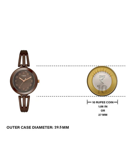 Timex Women Brown Round Analog Brass Dial Watch - TWTL10313