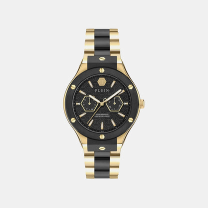 Men Quartz Black Dial Multi-Function Stainless Steel Watch PW1GA0626