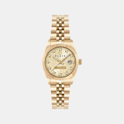 Women Quartz Champagne Dial Analog Stainless Steel Watch PWNFA0525