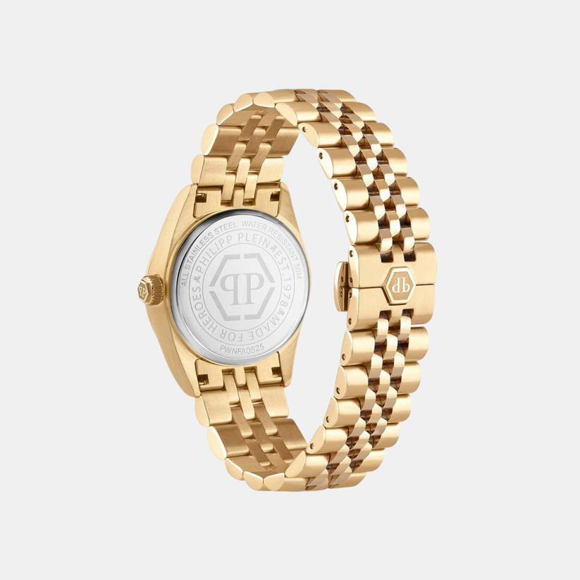 Women Quartz Champagne Dial Analog Stainless Steel Watch PWNFA0525