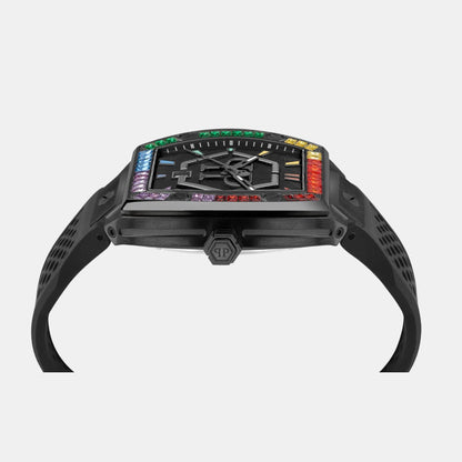 Men Quartz Black Dial Analog Silicone Watch PWPUA0324