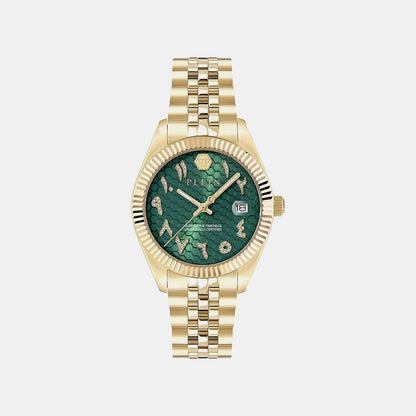 Women Quartz Green Dial Analog Stainless Steel Watch PWYFA0626