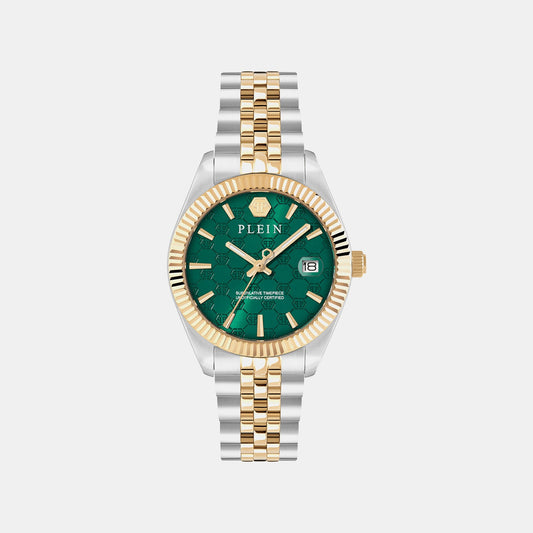 Women Quartz Green Dial Analog Stainless Steel Watch PWYFA0926