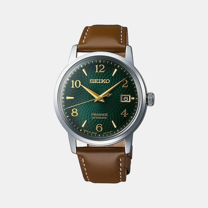 Presage Men Automatic Green Dial Analog Leather Watch SRPE45J1