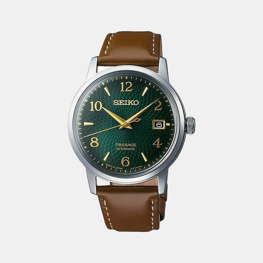 Presage Men Automatic Green Dial Analog Leather Watch SRPE45J1