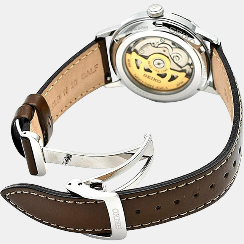 Presage Men Automatic Green Dial Analog Leather Watch SRPE45J1