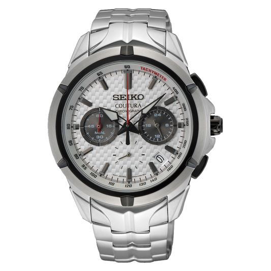 Coutura Men Quartz White Dial Chronograph Stainless Steel Watch SSB433P9