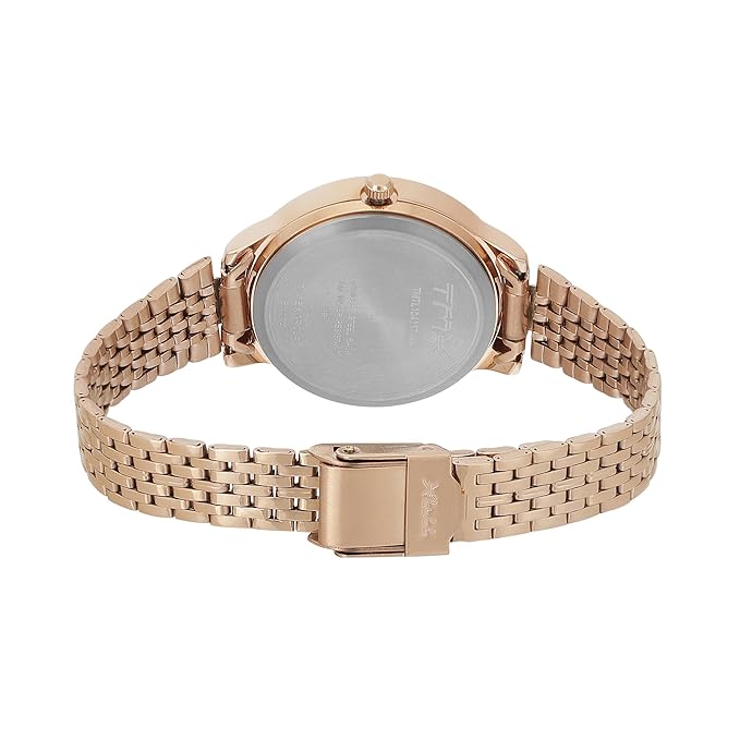 TMX Women Blue Analog Round Brass Dial Watch