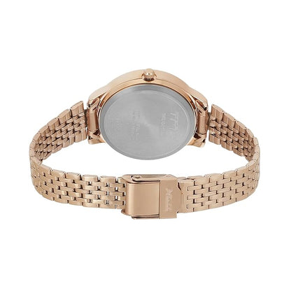 TMX Women Blue Analog Round Brass Dial Watch