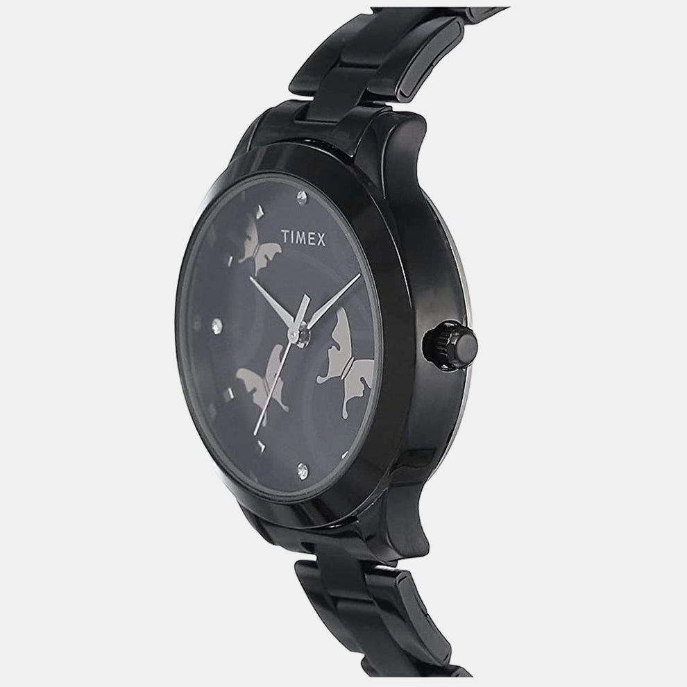 Women Quartz Black Dial Analog Stainless Steel Watch TW000T609