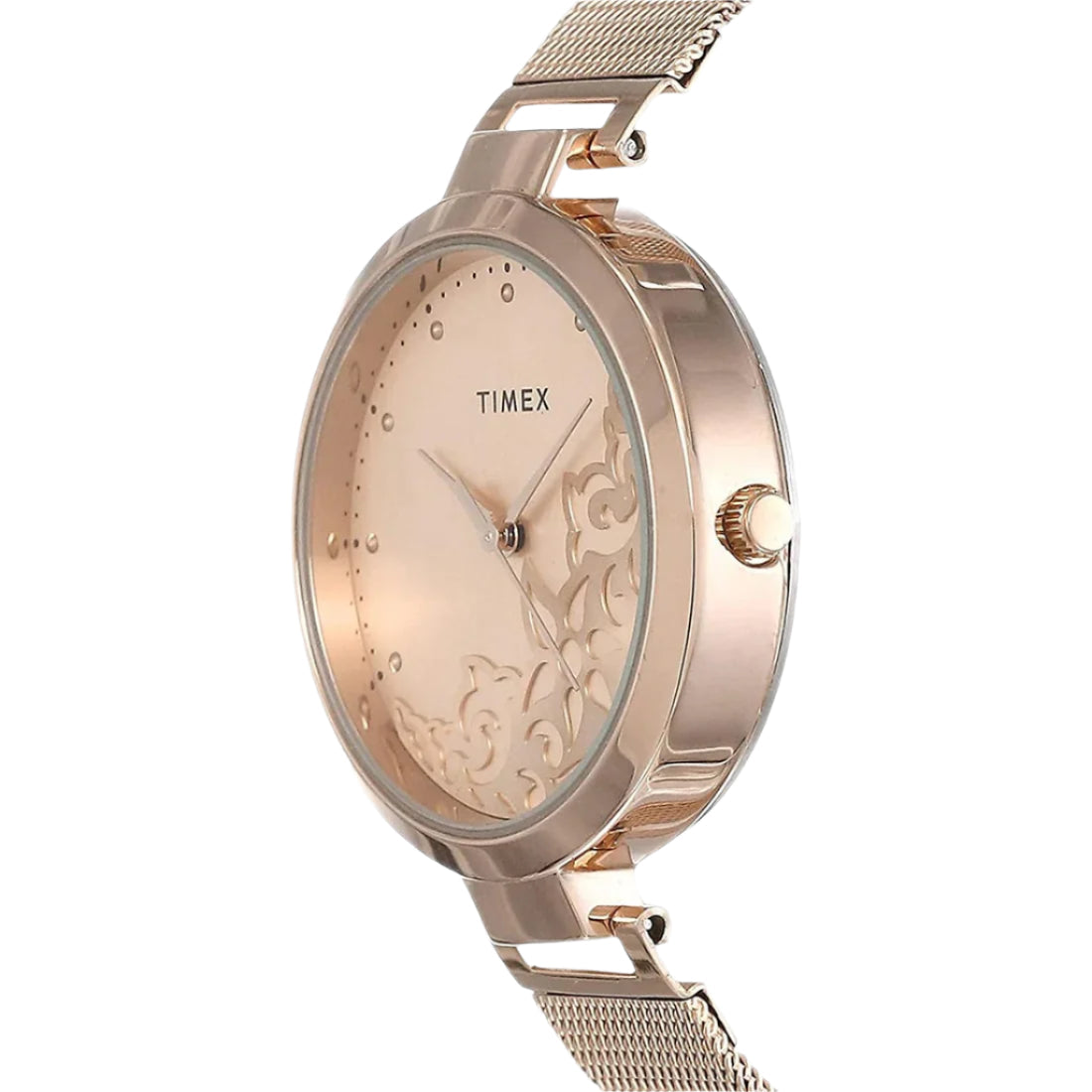 Timex Fashion Women's Rose Gold Dial Round Case 3 Hands Function Watch -TW000X219