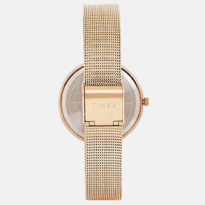 Timex Fashion Women's Rose Gold Dial Round Case 3 Hands Function Watch -TW000X219