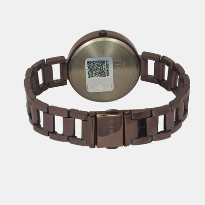 Fashion Women Quartz Brown Dial Multi-Function Stainless Steel Watch TW000X267