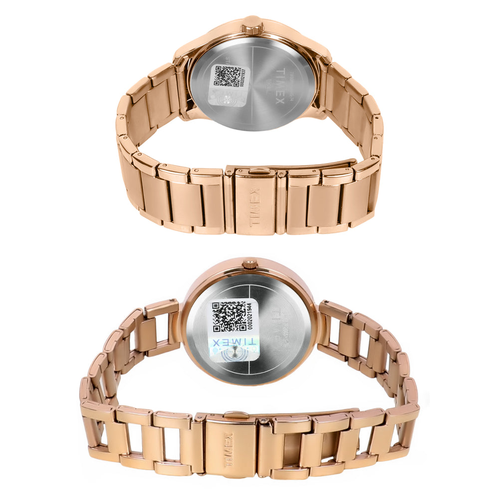Timex Empera Pairs Rose Gold Dial Round Case Multifunction Function Watch -TW00PR266