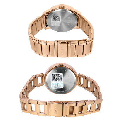 Timex Empera Pairs Rose Gold Dial Round Case Multifunction Function Watch -TW00PR266