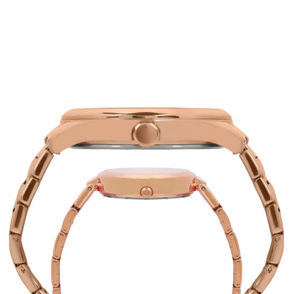 Timex Empera Pairs Rose Gold Dial Round Case Multifunction Function Watch -TW00PR266