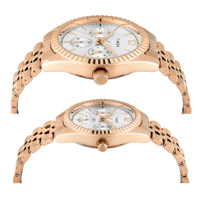 TIMEX Trendline Silver Round Dial Analog Pair's Watch - TW00PR346
