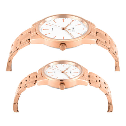 Timex Round 41mm White Dial Analog Pair Watch - TW00PR358