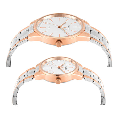 Timex Round 41mm Silver Dial Analog Pair Watch - TW00PR359