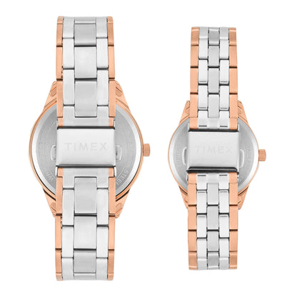 Timex Round 41mm Silver Dial Analog Pair Watch - TW00PR359