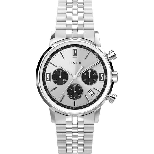 Timex Marlin Men Silver-Tone Analog Round Stainless Steel Dial Watch - TW2W10400UJ