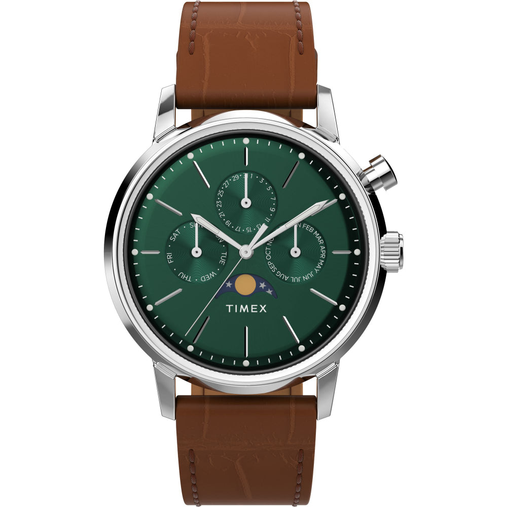 Marlin? Moon Phase 40mm Leather Strap Watch