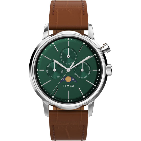 Marlin? Moon Phase 40mm Leather Strap Watch
