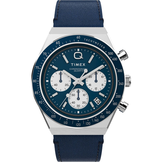 Q Timex Chronograph 40mm Leather Strap Watch TW2W51700UJ