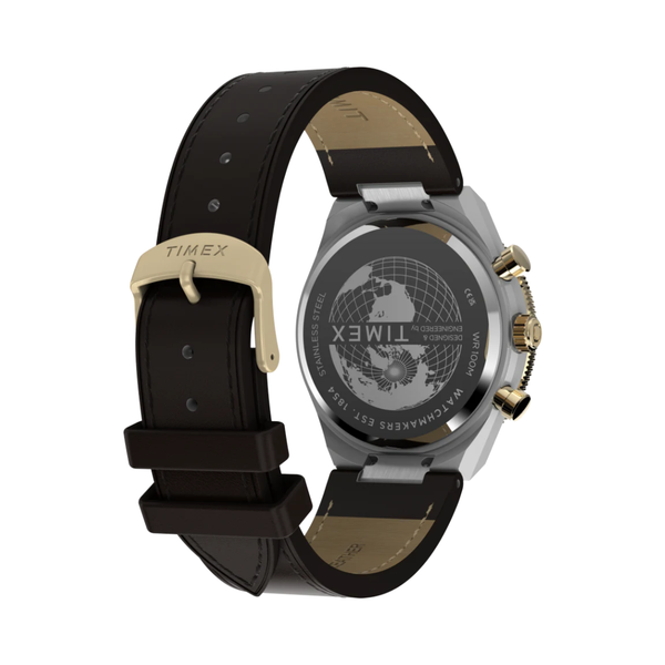 Timex Q Continental Chronograph 40mm Brown Leather Strap Mens Watch TW2Y56000IK