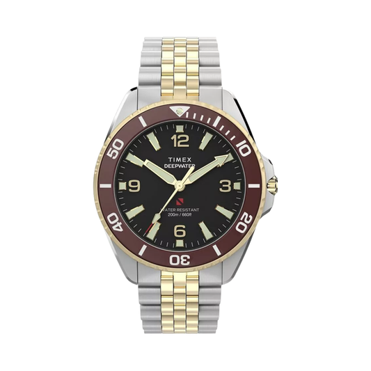Timex Deep Water Arctic 40MM Black Dial Steel Golden Stainless Steel Strap Mens Watch TW2Y64700IK