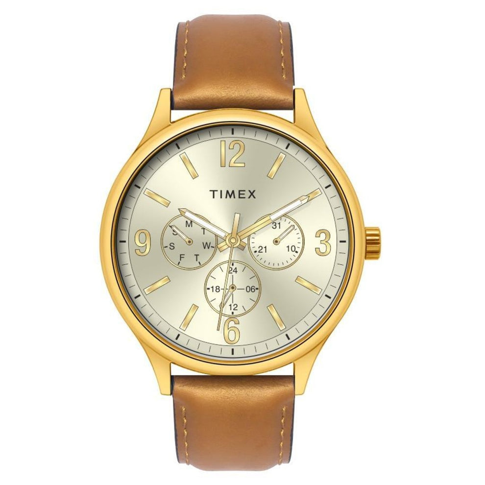 Timex Men Gold Round Dial Analog Watch