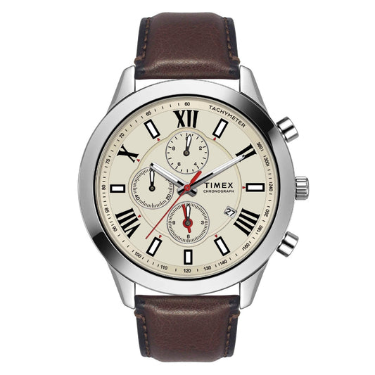 Timex Men Beige Round Dial Analog Watch