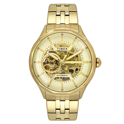 TIMEX Round Champagne Dial Analog Automatic Men's Watch - TWEG27600
