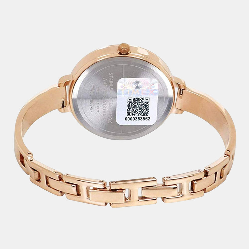 Fashion Women Quartz Beige Dial Analog Stainless Steel Watch TWEL12804