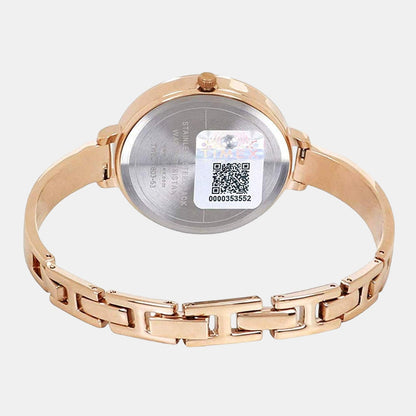 Fashion Women Quartz Beige Dial Analog Stainless Steel Watch TWEL12804