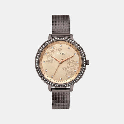 Fashion Women Quartz Rose Gold Dial Analog Stainless Steel Watch TWEL14705