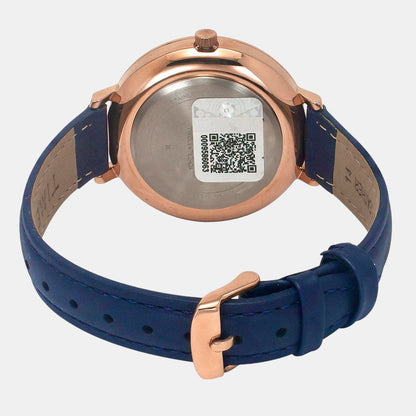 Fashion Women Quartz Blue Dial Analog Leather Watch TWEL14712