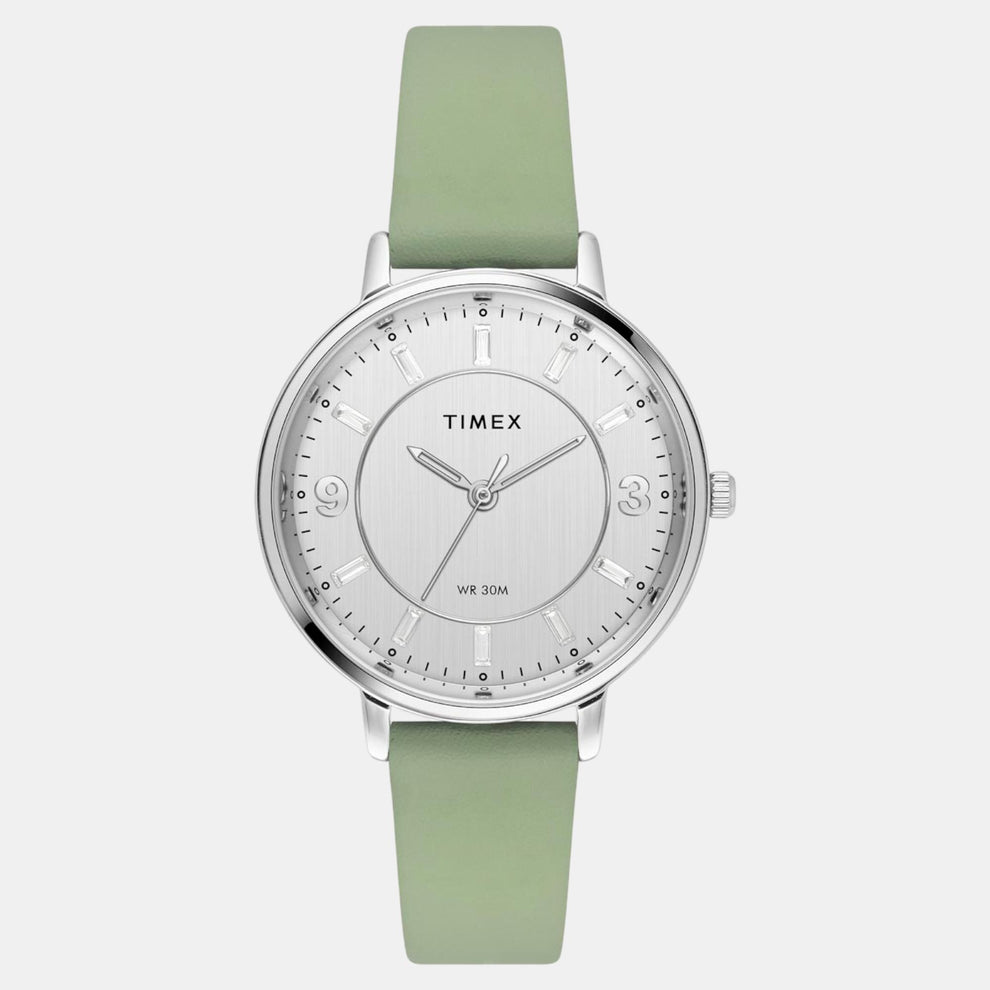 Classics Women Quartz Silver Dial Analog Leather Watch TWEL15815