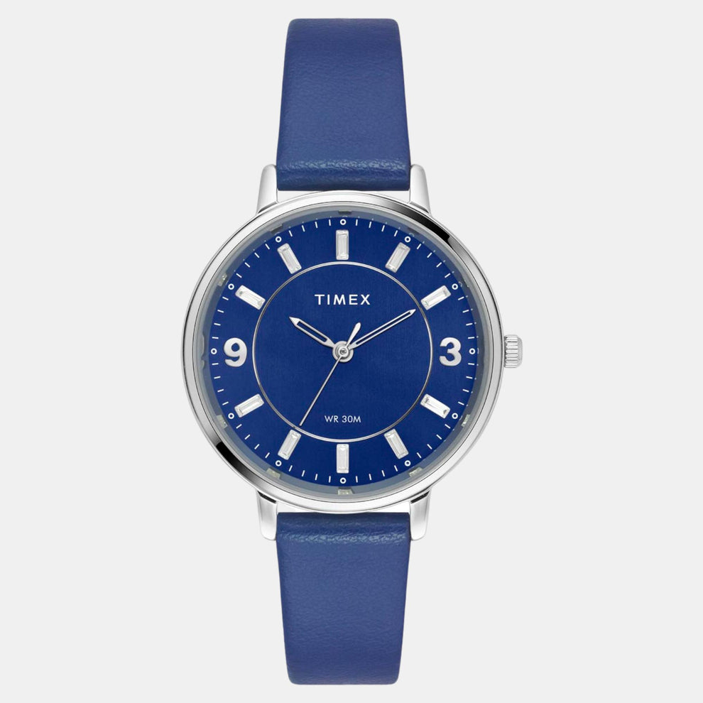 Classics Women Quartz Blue Dial Analog Leather Watch TWEL15818