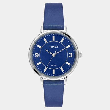 Classics Women Quartz Blue Dial Analog Leather Watch TWEL15818