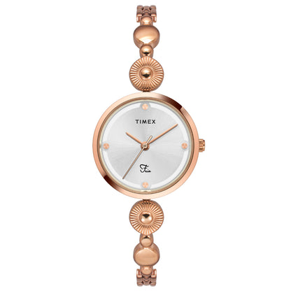 Timex Fria Women's Silver Dial Round Analog Brass Dial Watch- TWEL18202