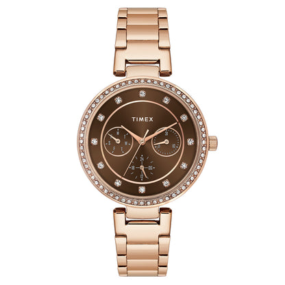 TIMEX Brown Round Dial Analog Women's Watch - TWEL18721