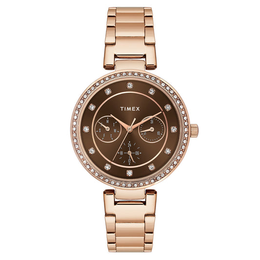 TIMEX Brown Round Dial Analog Women's Watch - TWEL18721