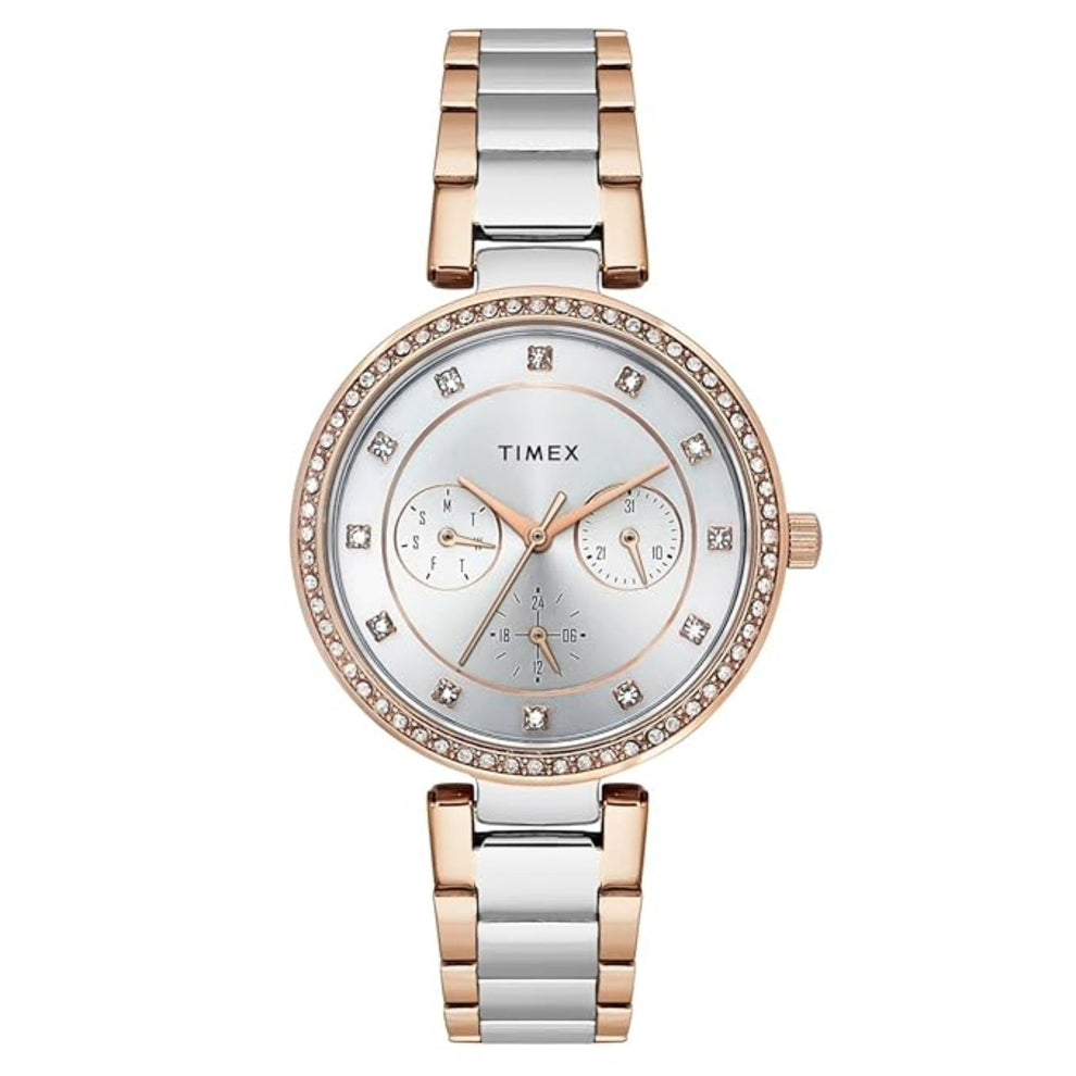 Timex Silver Round Dial Analog Women's Watch - TWEL18723