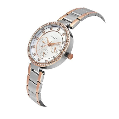 Timex Silver Round Dial Analog Women's Watch - TWEL18723
