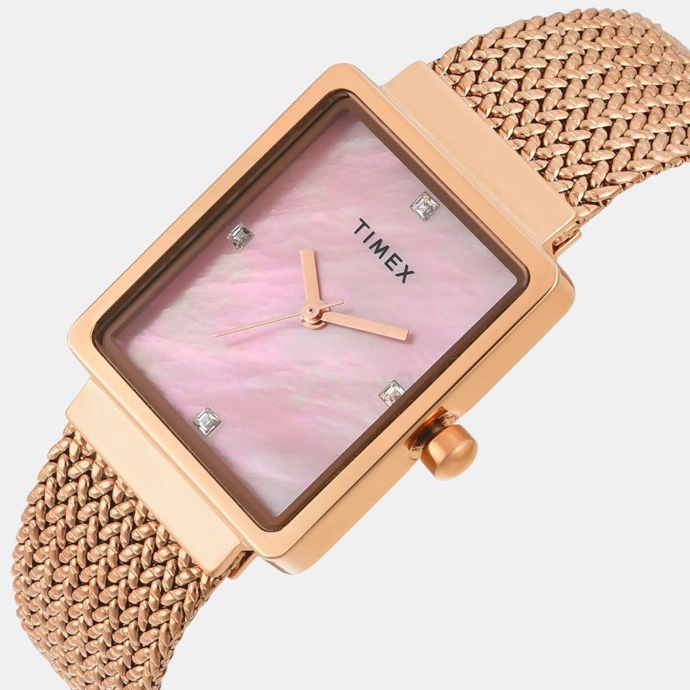 Fashion Women Quartz Mother Of Pearl Dial Analog Stainless Steel Watch TWEL20704