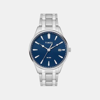 Fashion Men Quartz Blue Dial Analog Stainless Steel Watch TWTG12601