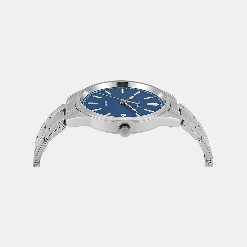 Fashion Men Quartz Blue Dial Analog Stainless Steel Watch TWTG12601
